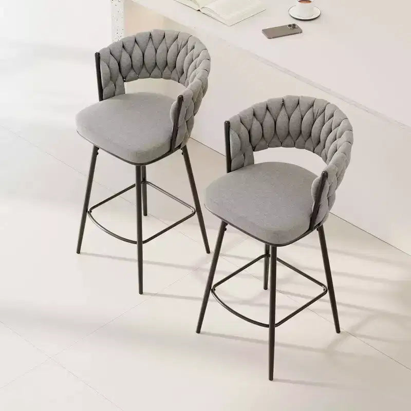 MAYEERTY Swivel Dining Chairs Set of 2 with Cushioned Backrest Counter Stool Metal Legs for Kitchen Office