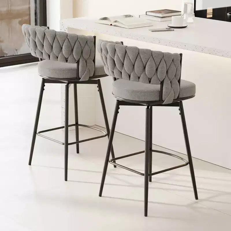 MAYEERTY Swivel Dining Chairs Set of 2 with Cushioned Backrest Counter Stool Metal Legs for Kitchen Office