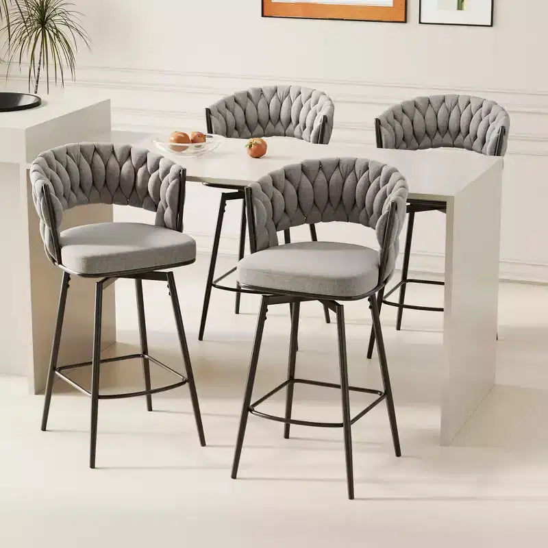 MAYEERTY Swivel Dining Chairs Set of 2 with Cushioned Backrest Counter Stool Metal Legs for Kitchen Office