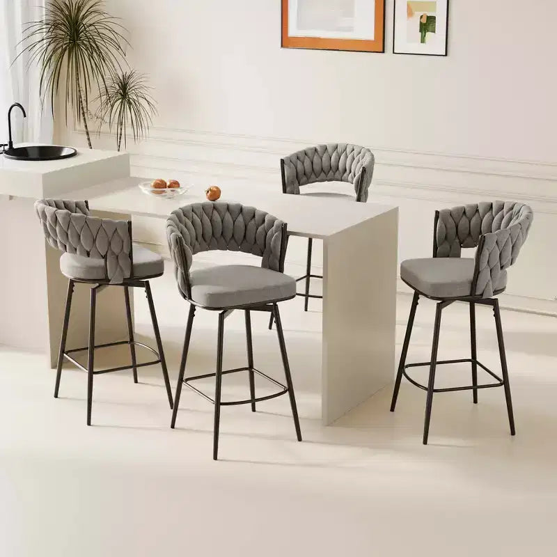 MAYEERTY Swivel Dining Chairs Set of 2 with Cushioned Backrest Counter Stool Metal Legs for Kitchen Office