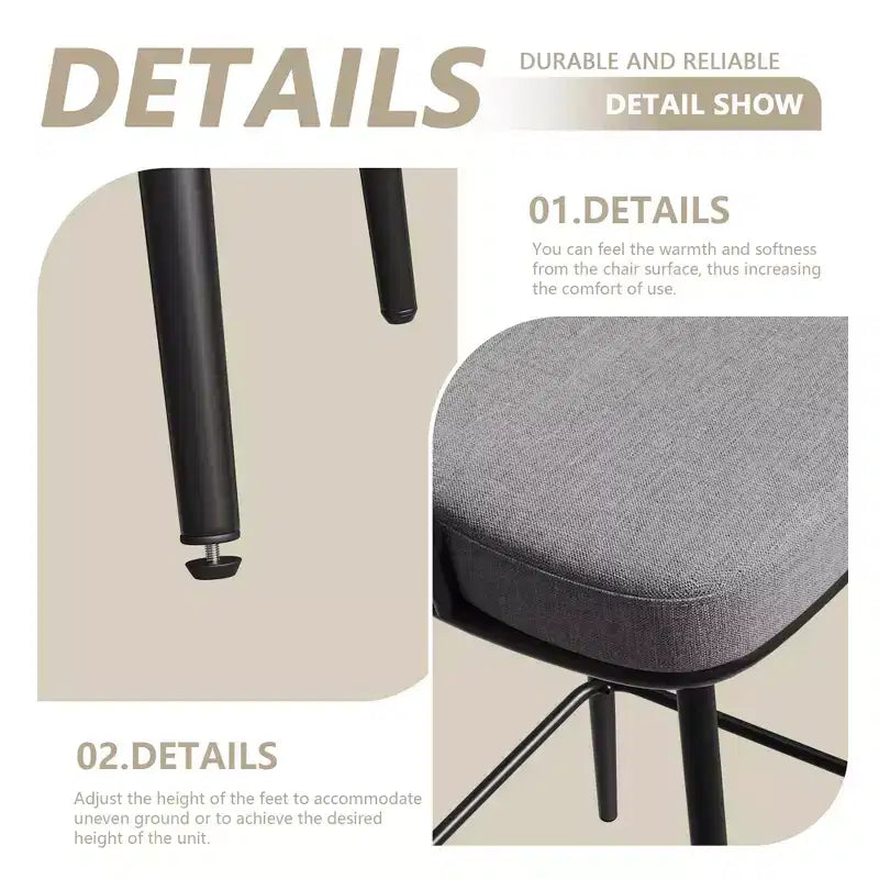 MAYEERTY Swivel Dining Chairs Set of 2 with Cushioned Backrest Counter Stool Metal Legs for Kitchen Office