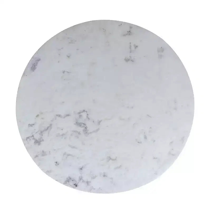 Royal Hampton Dining Table | 30 Inch Round White Genuine Marble Top | Black Metal Tulip Pedestal Base