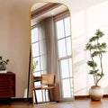28x71 Gold Full Length Mirror with Stand. Use Freestanding, Hanging, or Leaning as a Large Full Body Mirror