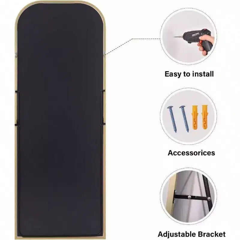 28x71 Gold Full Length Mirror with Stand. Use Freestanding, Hanging, or Leaning as a Large Full Body Mirror