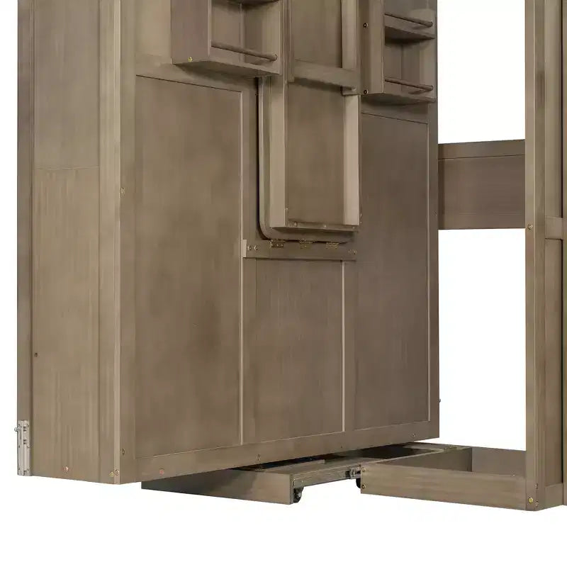 Rotating Queen Size Murphy Bed Space-Saving Wall Bed with Dual Side Shelves, Desk & Storage Racks - ModernLuxe