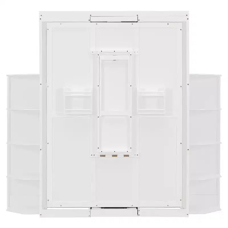 Rotating Queen Size Murphy Bed Space-Saving Wall Bed with Dual Side Shelves, Desk & Storage Racks - ModernLuxe