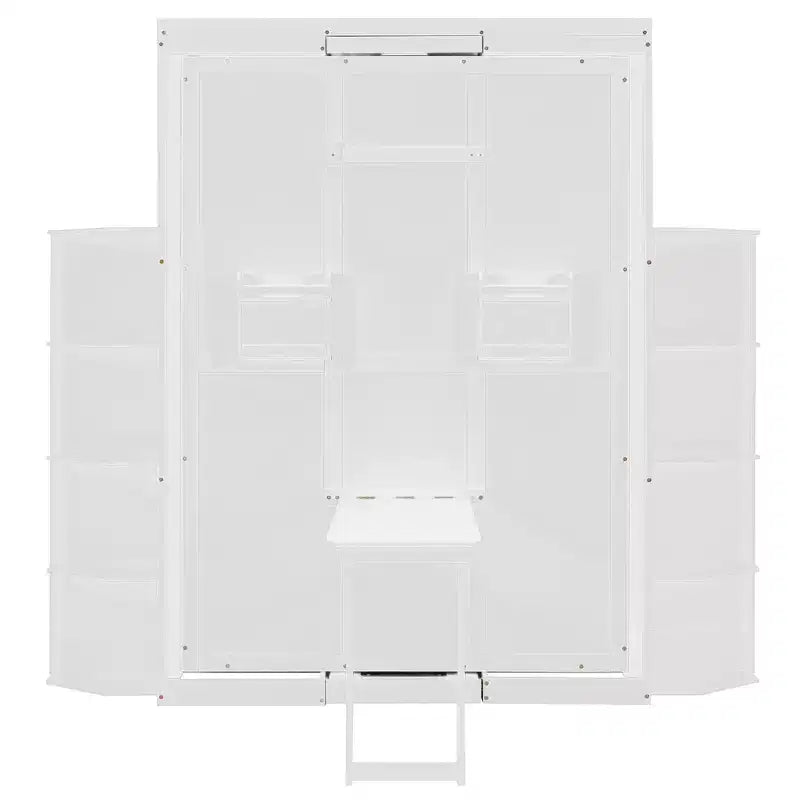 Rotating Queen Size Murphy Bed Space-Saving Wall Bed with Dual Side Shelves, Desk & Storage Racks - ModernLuxe