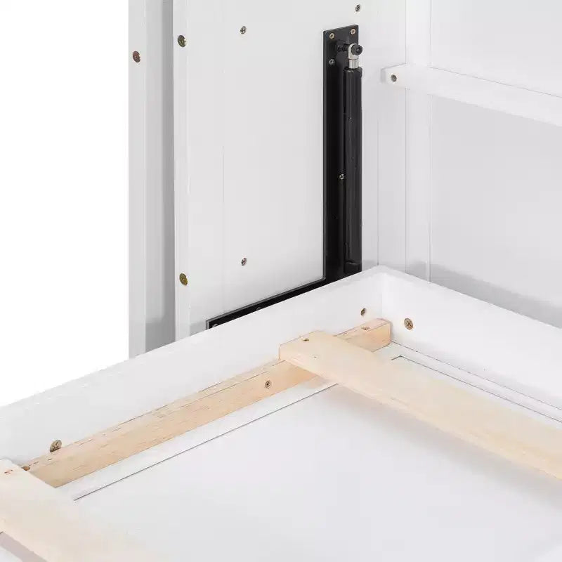 Rotating Queen Size Murphy Bed Space-Saving Wall Bed with Dual Side Shelves, Desk & Storage Racks - ModernLuxe