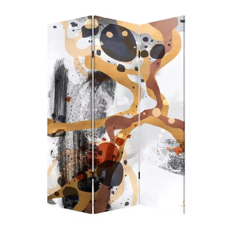 HomeRoots 72 Black And White Canvas Folding Three Panel Screen Room Divider