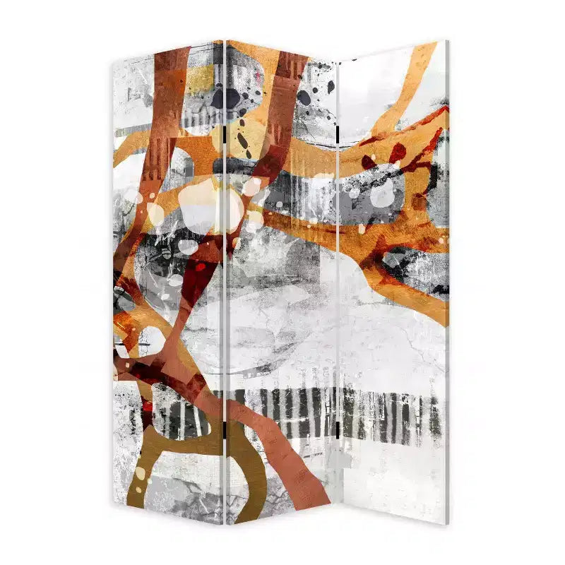 HomeRoots 72 Black And White Canvas Folding Three Panel Screen Room Divider