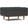 Tiana 34 inch Wide Contemporary Rectangle Storage Ottoman in Slate Grey Polyester Linen