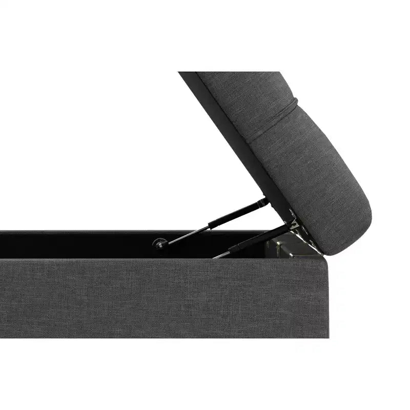Tiana 34 inch Wide Contemporary Rectangle Storage Ottoman in Slate Grey Polyester Linen