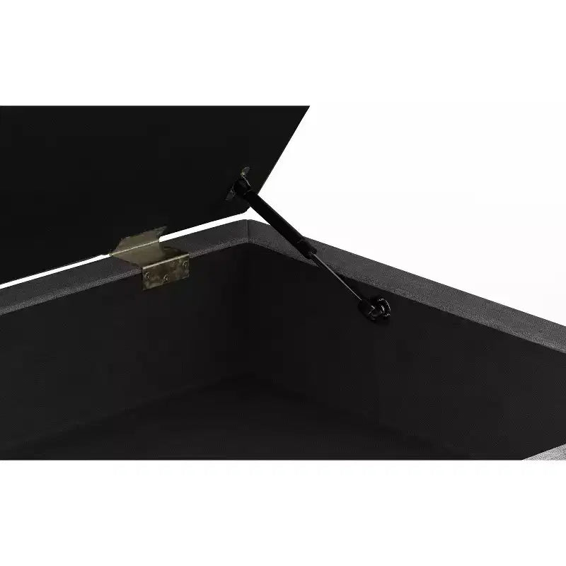Tiana 34 inch Wide Contemporary Rectangle Storage Ottoman in Slate Grey Polyester Linen