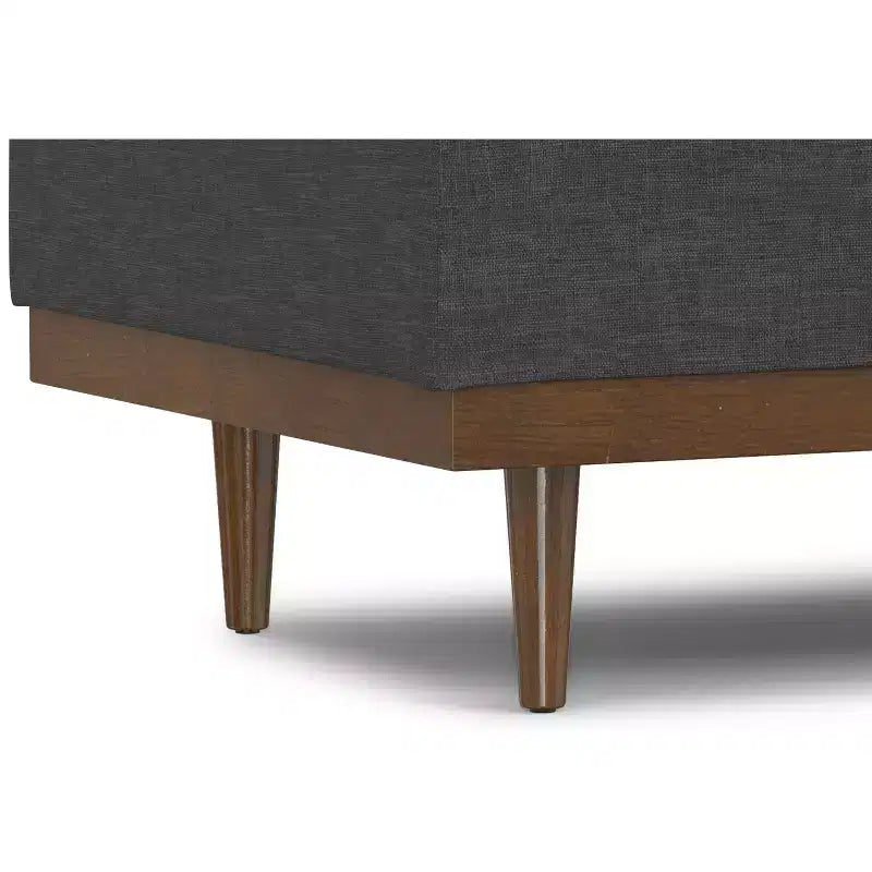 Tiana 34 inch Wide Contemporary Rectangle Storage Ottoman in Slate Grey Polyester Linen