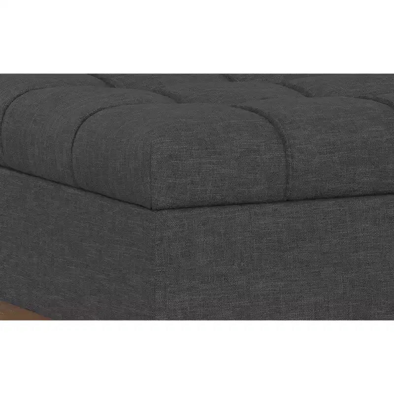 Tiana 34 inch Wide Contemporary Rectangle Storage Ottoman in Slate Grey Polyester Linen