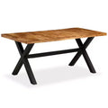 vidaXL Dining Table Natural Wood, Black - Black