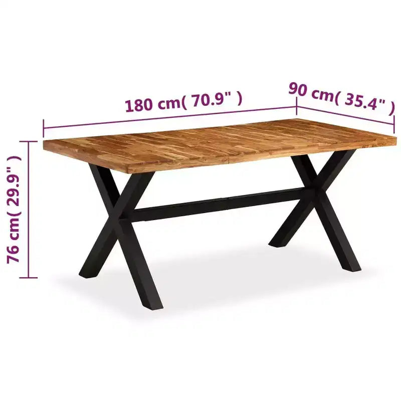 vidaXL Dining Table Natural Wood, Black - Black
