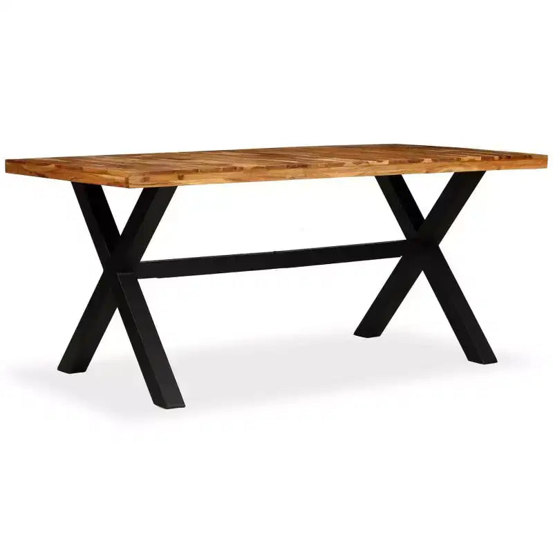 vidaXL Dining Table Natural Wood, Black - Black