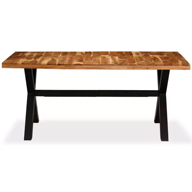 vidaXL Dining Table Natural Wood, Black - Black