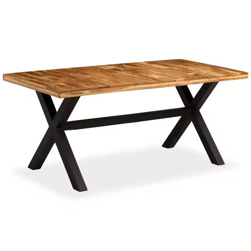 vidaXL Dining Table Natural Wood, Black - Black