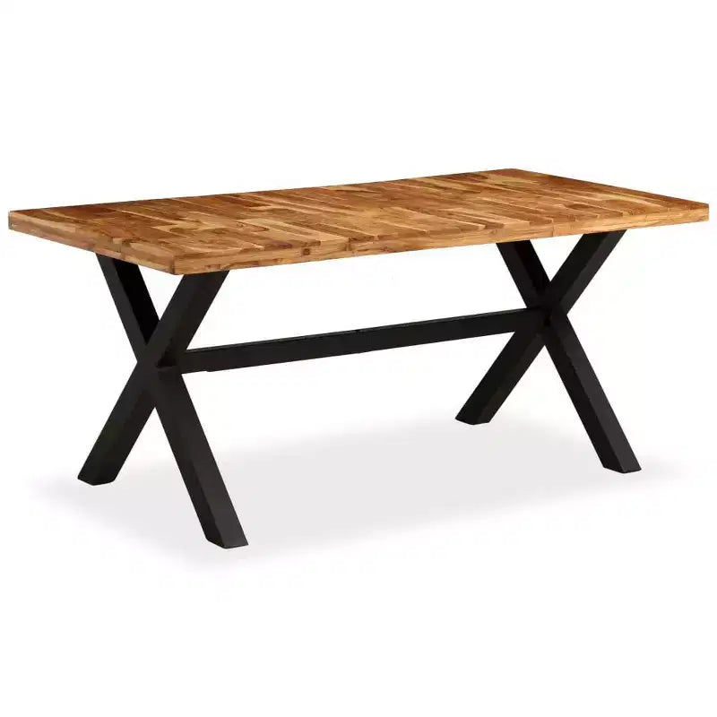 vidaXL Dining Table Natural Wood, Black - Black