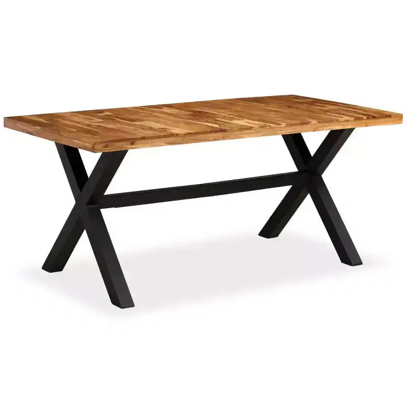 vidaXL Dining Table Natural Wood, Black - Black