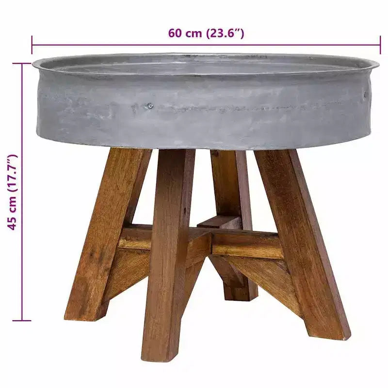 vidaXL Coffee Table Side Couch Table Mixed Recycled Wood 23.6x17.7 Silver - Silver