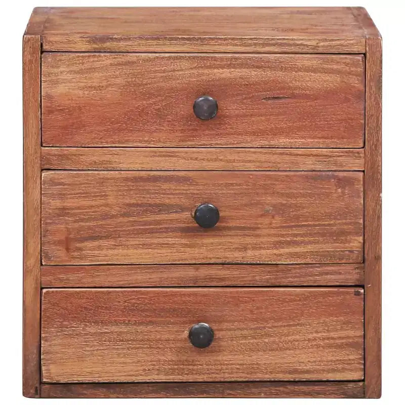 vidaXL Bedside Cabinet with 3 Drawers - Compact Solid Reclaimed Wood Nightstand Perfect for Bedroom Decor with Authentic Look and Rustic Charm