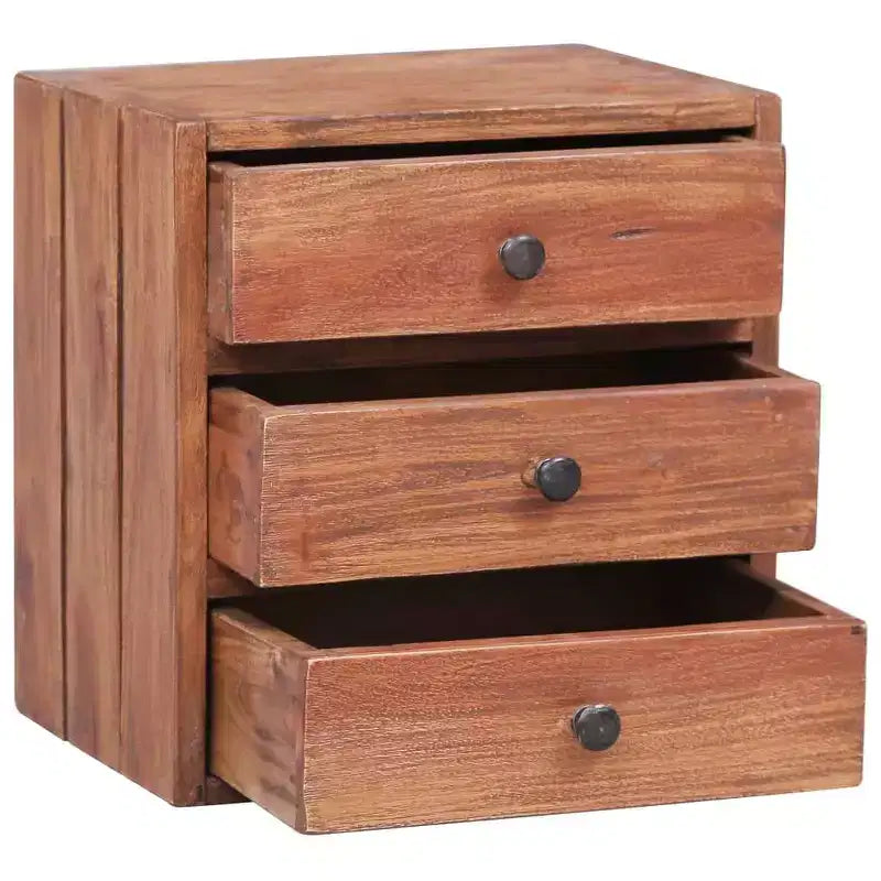 vidaXL Bedside Cabinet with 3 Drawers - Compact Solid Reclaimed Wood Nightstand Perfect for Bedroom Decor with Authentic Look and Rustic Charm