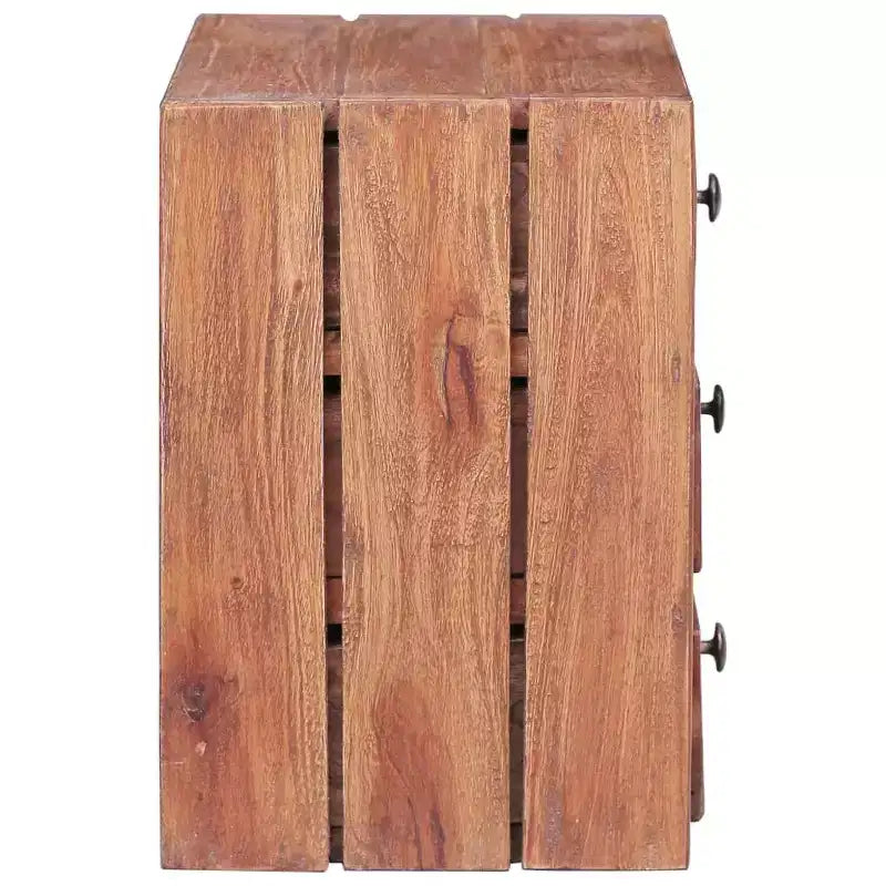 vidaXL Bedside Cabinet with 3 Drawers - Compact Solid Reclaimed Wood Nightstand Perfect for Bedroom Decor with Authentic Look and Rustic Charm