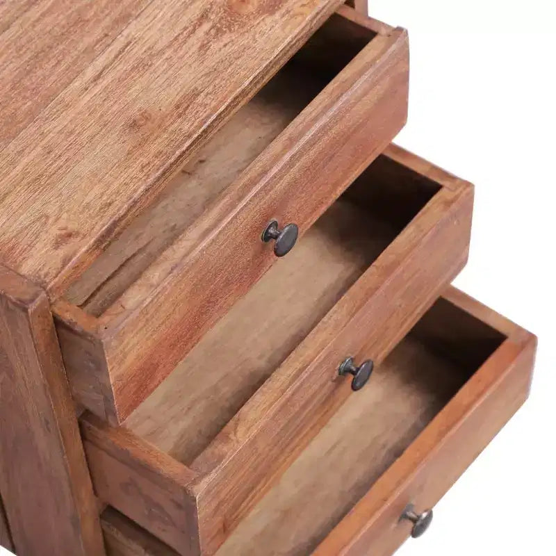 vidaXL Bedside Cabinet with 3 Drawers - Compact Solid Reclaimed Wood Nightstand Perfect for Bedroom Decor with Authentic Look and Rustic Charm
