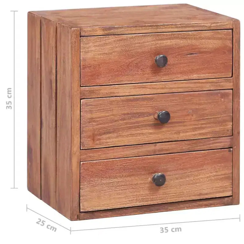 vidaXL Bedside Cabinet with 3 Drawers - Compact Solid Reclaimed Wood Nightstand Perfect for Bedroom Decor with Authentic Look and Rustic Charm