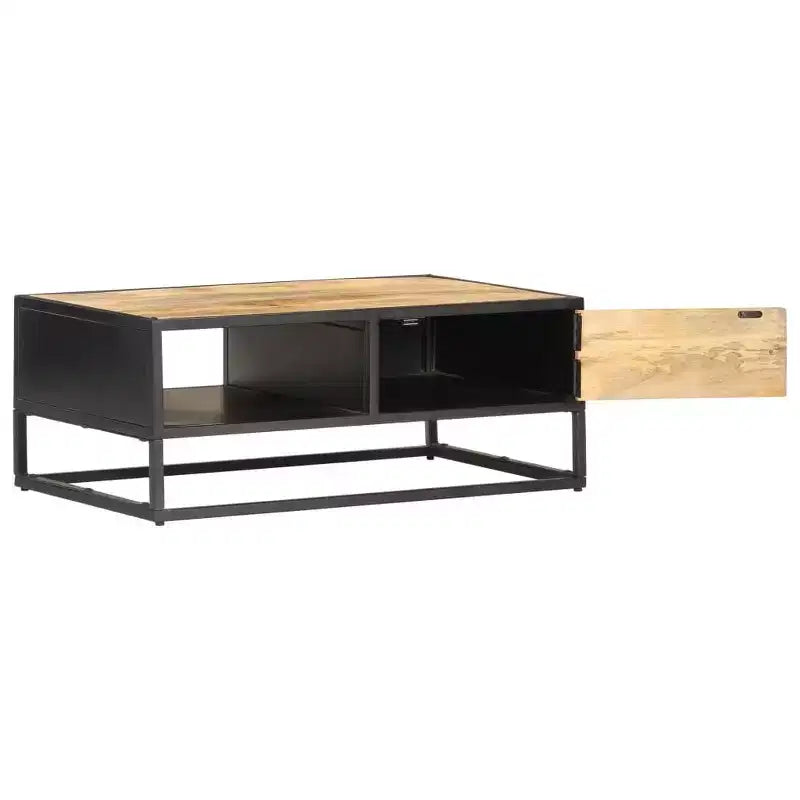 vidaXL Coffee Table with Carved Door 35.4x21.7x14.2 Rough Mango Wood