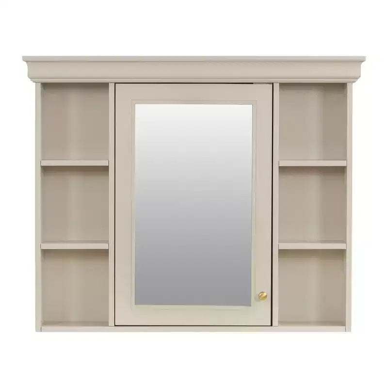 CASAINC 35 x 28 Wall Mounted Medicine Cabinet with Mirror Door and 6 Open Shelves, Modern Storage Unit
