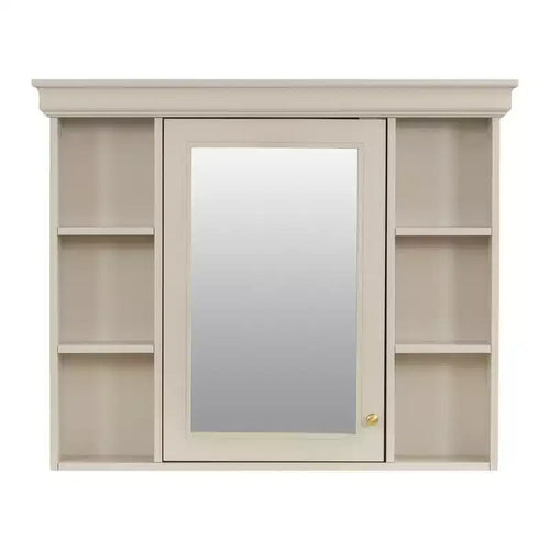 CASAINC 35 x 28 Wall Mounted Medicine Cabinet with Mirror Door and 6 Open Shelves, Modern Storage Unit