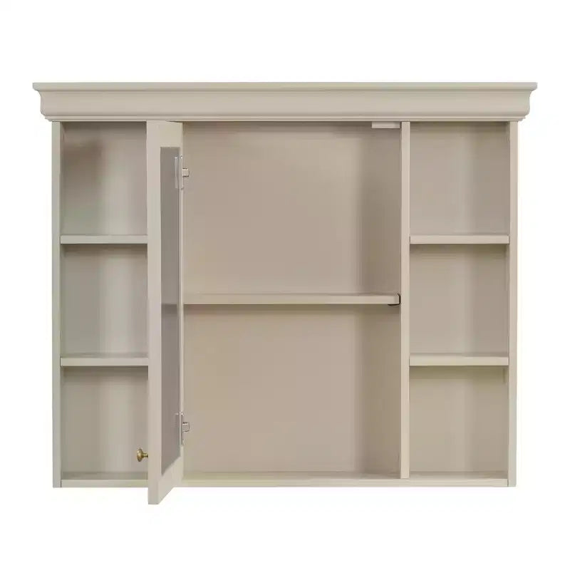 CASAINC 35 x 28 Wall Mounted Medicine Cabinet with Mirror Door and 6 Open Shelves, Modern Storage Unit