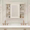 CASAINC 35 x 28 Wall Mounted Medicine Cabinet with Mirror Door and 6 Open Shelves, Modern Storage Unit
