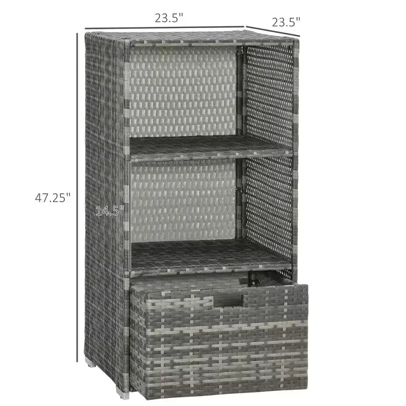Valet Pool Towel Rack, Waterproof PE Plastic Rattan Wicker Storage Organizer, Indoor Outdoor Spa, and Hot Tub Accessory Storage, 2 Shelves