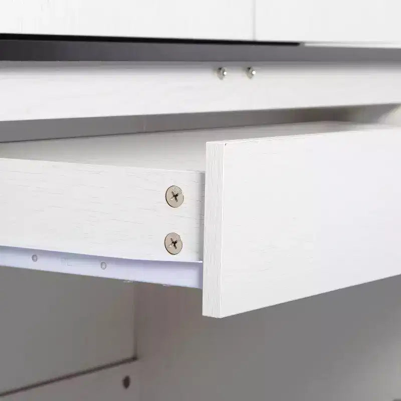AEELLEEA 67.7 White Kitchen Pantry Cabinet: Magnetic Lock & Adjustable Shelves
