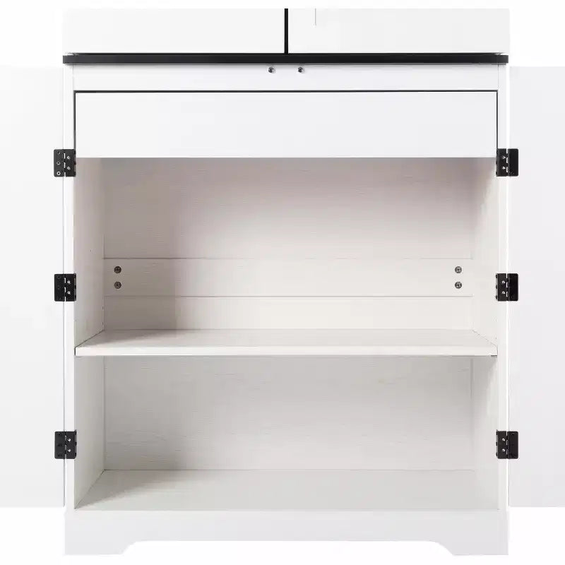 AEELLEEA 67.7 White Kitchen Pantry Cabinet: Magnetic Lock & Adjustable Shelves