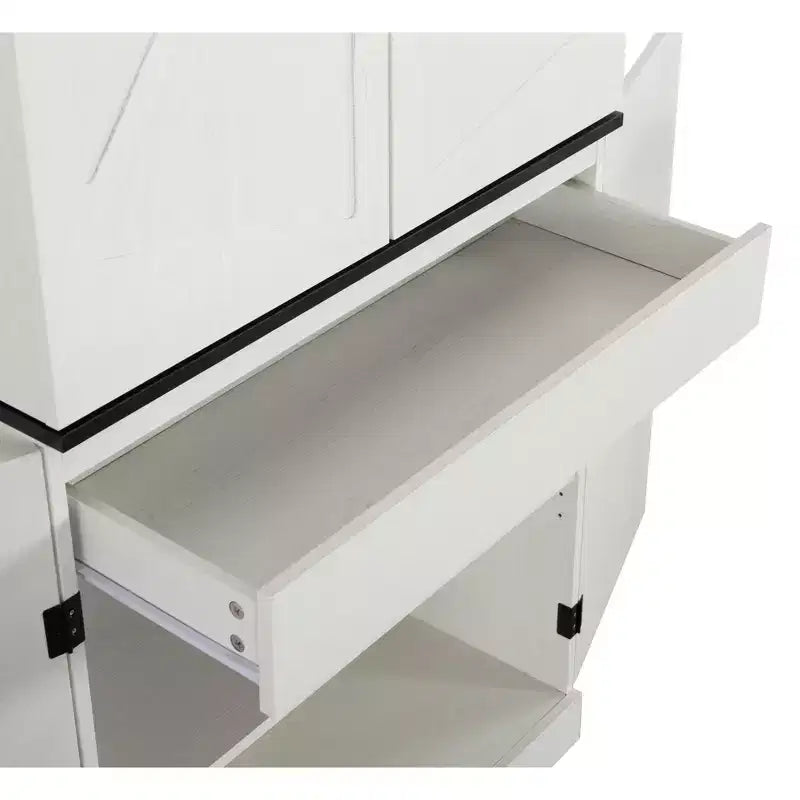 AEELLEEA 67.7 White Kitchen Pantry Cabinet: Magnetic Lock & Adjustable Shelves