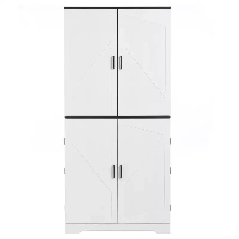 AEELLEEA 67.7 White Kitchen Pantry Cabinet: Magnetic Lock & Adjustable Shelves