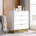 5 Drawers Dresser, Large Dresser for Bedroom, Chest of Drawers with Metal Base, Modern Dresser Chest Cabinet Organizer for Living Room, Hallway