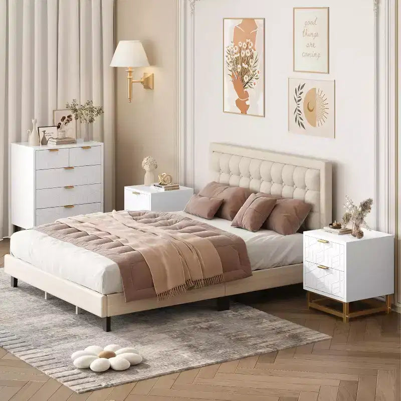 5 Drawers Dresser, Large Dresser for Bedroom, Chest of Drawers with Metal Base, Modern Dresser Chest Cabinet Organizer for Living Room, Hallway