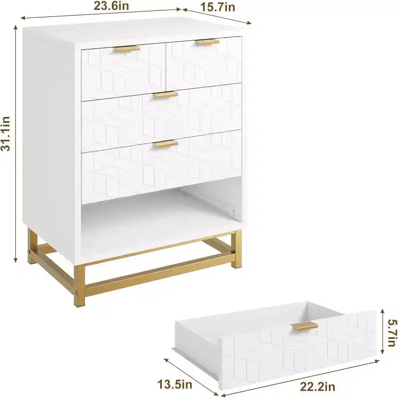 5 Drawers Dresser, Large Dresser for Bedroom, Chest of Drawers with Metal Base, Modern Dresser Chest Cabinet Organizer for Living Room, Hallway