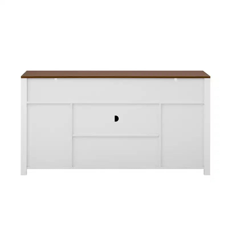59.3in Sideboard with Sliding Barn Door & Mesh Panels, Farmhouse Buffet Table for Living Room Dining Room Hallway Balcony Kitchen Office