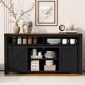 59.3in Sideboard with Sliding Barn Door & Mesh Panels, Farmhouse Buffet Table for Living Room Dining Room Hallway Balcony Kitchen Office