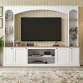Entertainment Center Wall Unit with Bookshelves for TVs Up to 70, Large TV Stand TV Console Media Console with Adjustable Shelves, White -ModernLuxe