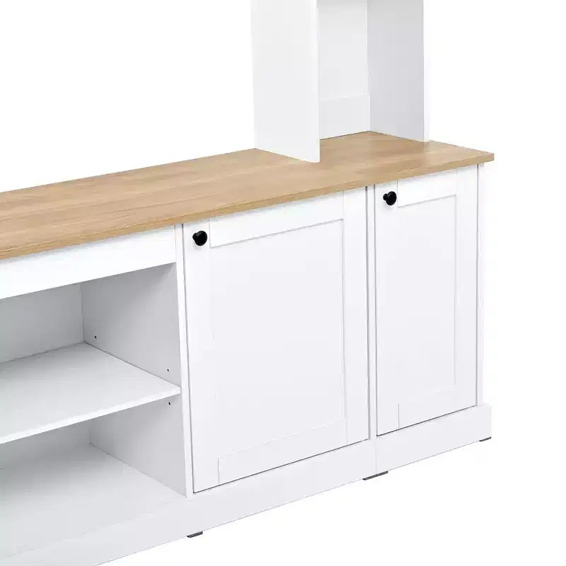 Entertainment Center Wall Unit with Bookshelves for TVs Up to 70, Large TV Stand TV Console Media Console with Adjustable Shelves, White -ModernLuxe