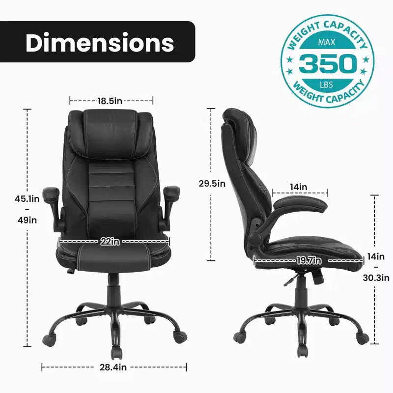 Ergonomic Office Chair, Reclining Executive Office Desk Chair with Adjustable Headrest and Pocket Spring Lumbar Support, Flip Up Armrests